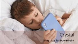  Presentation with doll - Slide set with adorable-caucasian-boy-using-smartphone background and a coral colored foreground