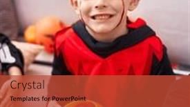  Presentation with costume - PPT theme featuring adorable-caucasian-boy-wearing-halloween background and a red colored foreground