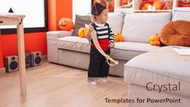  Presentation with pirate - Presentation enhanced with adorable-caucasian-boy-wearing-pirate background and a coral colored foreground