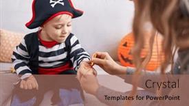  Presentation with pirate - PPT layouts enhanced with adorable-caucasian-boy-wearing-pirate background and a coral colored foreground