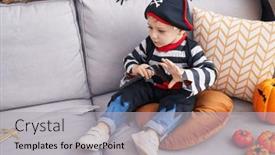 Presentation with pirate - PPT theme consisting of adorable-caucasian-boy-wearing-pirate background and a light gray colored foreground