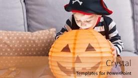  Presentation with pirate - Presentation theme having adorable-caucasian-boy-wearing-pirate background and a yellow colored foreground