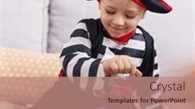  Presentation with pirate - Slides with adorable-caucasian-boy-wearing-pirate background and a coral colored foreground