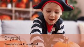  Presentation with pirate - Presentation theme with adorable-caucasian-boy-wearing-pirate background and a coral colored foreground