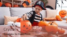  Presentation with pirate - Slide deck consisting of adorable-caucasian-boy-wearing-pirate background and a coral colored foreground