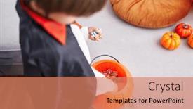  Presentation with vampire - Theme enhanced with adorable-caucasian-boy-wearing-vampire background and a coral colored foreground