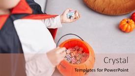  Presentation with vampire - PPT layouts featuring adorable-caucasian-boy-wearing-vampire background and a coral colored foreground