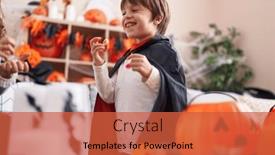  Presentation with vampire - Presentation design featuring adorable-caucasian-boy-wearing-vampire background and a red colored foreground