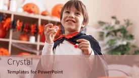  Presentation with vampire - Slide set consisting of adorable-caucasian-boy-wearing-vampire background and a coral colored foreground