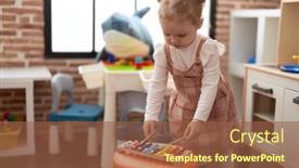  Presentation with xylophone - Slide deck enhanced with adorable-caucasian-girl-playing-xylophone background and a tawny brown colored foreground