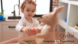  Presentation with kangaroo - Presentation featuring adorable-caucasian-girl-playing background and a coral colored foreground