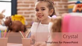  Presentation with queen - PPT layouts featuring adorable-caucasian-girl-smiling-confident background and a coral colored foreground