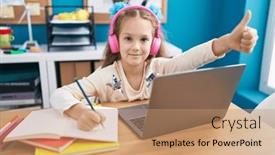  Presentation with student writing - PPT layouts featuring adorable-caucasian-girl-student-writing background and a coral colored foreground