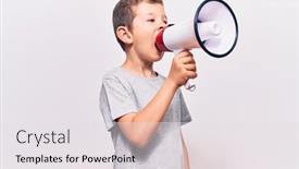  Presentation with angry kid - Presentation design with adorable-caucasian-kid-boy background and a white colored foreground