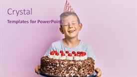  Presentation with birthday cake - Theme enhanced with adorable-caucasian-kid-celebrating-birthday background and a lemonade colored foreground