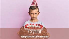  Presentation with birthday cake - PPT theme with adorable-caucasian-kid-celebrating-birthday background and a red colored foreground