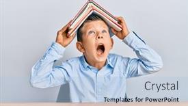 Presentation with anger kid - Audience pleasing slide set consisting of adorable-caucasian-kid-holding-book backdrop and a light blue colored foreground