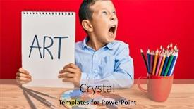  Presentation with anger kid - Beautiful theme featuring adorable-caucasian-kid-painter-sitting backdrop and a coral colored foreground