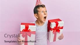  Presentation with anger kid - Slide deck consisting of adorable-caucasian-kid-wearing-birthday background and a lemonade colored foreground