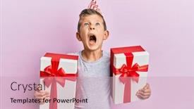  Presentation with anger kid - Cool new slides with adorable-caucasian-kid-wearing-birthday backdrop and a soft green colored foreground