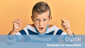  Presentation with anger kid - Slide deck featuring adorable-caucasian-kid-wearing-casual background and a teal colored foreground