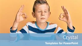  Presentation with meditation - Slide set having adorable-caucasian-kid-wearing-casual background and a teal colored foreground