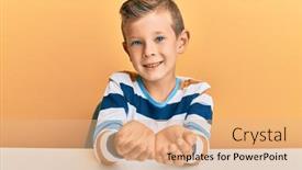  Presentation with giving - Audience pleasing presentation design consisting of adorable-caucasian-kid-wearing-casual backdrop and a coral colored foreground