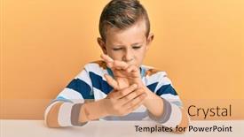  Presentation with arthritis - PPT theme consisting of adorable-caucasian-kid-wearing-casual background and a coral colored foreground