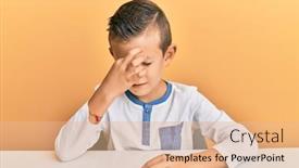  Presentation with frustration - PPT theme consisting of adorable-caucasian-kid-wearing-casual background and a coral colored foreground