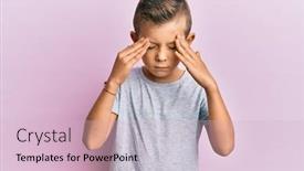  Presentation with migraine - Beautiful presentation theme featuring adorable-caucasian-kid-wearing-casual backdrop and a lemonade colored foreground