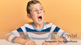  Presentation with anger kid - Audience pleasing presentation consisting of adorable-caucasian-kid-wearing-casual backdrop and a coral colored foreground