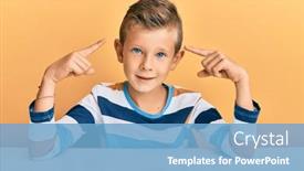  Presentation with thought - PPT theme having adorable-caucasian-kid-wearing-casual background and a light blue colored foreground