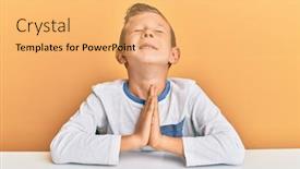  Presentation with praying hands - Cool new slide set with adorable-caucasian-kid-wearing-casual backdrop and a yellow colored foreground