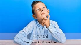  Presentation with thinking - Presentation theme having adorable-caucasian-kid-wearing-casual background and a light blue colored foreground