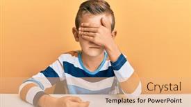  Presentation with eyes - Beautiful PPT theme featuring adorable-caucasian-kid-wearing-casual backdrop and a coral colored foreground