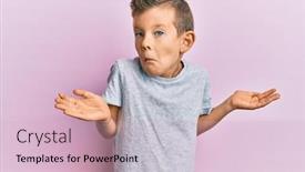  Presentation with idea - Cool new presentation design with adorable-caucasian-kid-wearing-casual backdrop and a soft green colored foreground