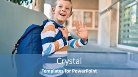  Presentation with saying goodbye - Colorful PPT layouts enhanced with adorable-caucasian-student-boy-smiling backdrop and a teal colored foreground