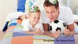  Presentation with soccer - Presentation having adorable-child-and-his-father background and a coral colored foreground