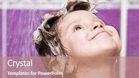  Presentation with child enjoy - Cool new slide deck with adorable child enjoy in bathtub backdrop and a coral colored foreground