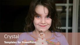  Presentation with snowman - Slide set enhanced with adorable-child-holding-snowman-made background and a coral colored foreground