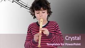 Presentation with flute - Slides featuring adorable child playing flute with a score background background and a violet colored foreground