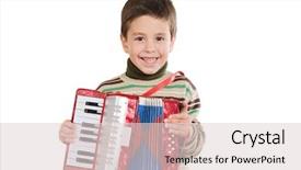  Presentation with accordion - Cool new presentation theme with adorable child playing red accordion backdrop and a light gray colored foreground