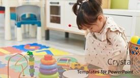 Presentation with drum - Presentation having adorable-chinese-girl-playing-drum background and a coral colored foreground