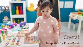  Presentation with maths - PPT theme having adorable-chinese-girl-playing background and a coral colored foreground