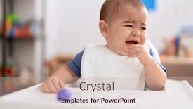  Presentation with crying baby - Theme featuring adorable-chinese-toddler-sitting background and a soft green colored foreground