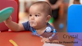  Presentation with chinese - PPT layouts enhanced with adorable-chinese-toddler-using-pacifier background and a coral colored foreground
