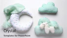  Presentation with baby clothes - Cool new slide deck with adorable crochet toy with baby backdrop and a light gray colored foreground