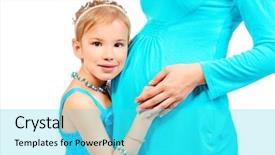  Presentation with pregnant woman - Audience pleasing presentation design consisting of adorable daughter expecting one more backdrop and a cyan colored foreground