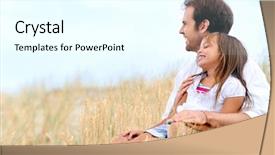  Presentation with healthy lifestyle - Cool new slides with adorable father and daughter have backdrop and a cool aqua colored foreground