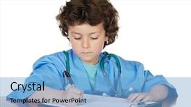  Presentation with future - Colorful presentation theme enhanced with adorable future doctor a over white background backdrop and a light blue colored foreground